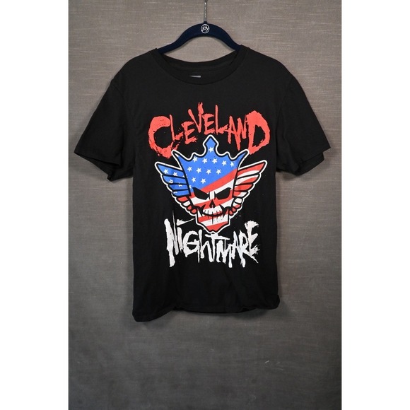WWE Authentic Other - WWE Authentic Cleveland Nightmare Skull Graphic T-Shirt Mens Medium Black Cotton